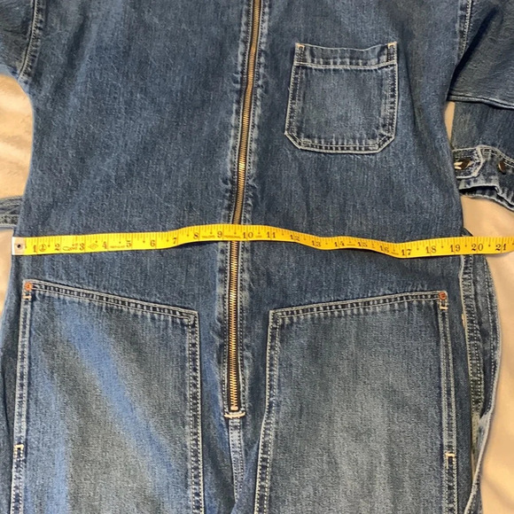 Etica size small zip front zeta denim jumpsuit carpenter cimarron color blue - Picture 10 of 15